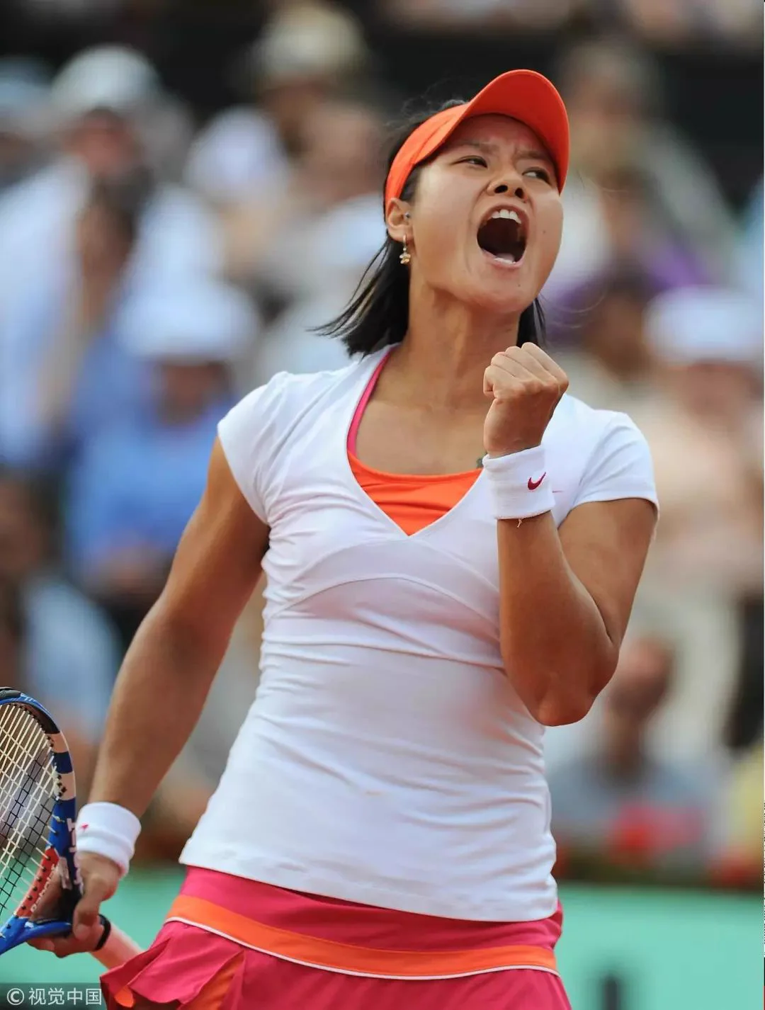 Li Na during her playing career, after a match