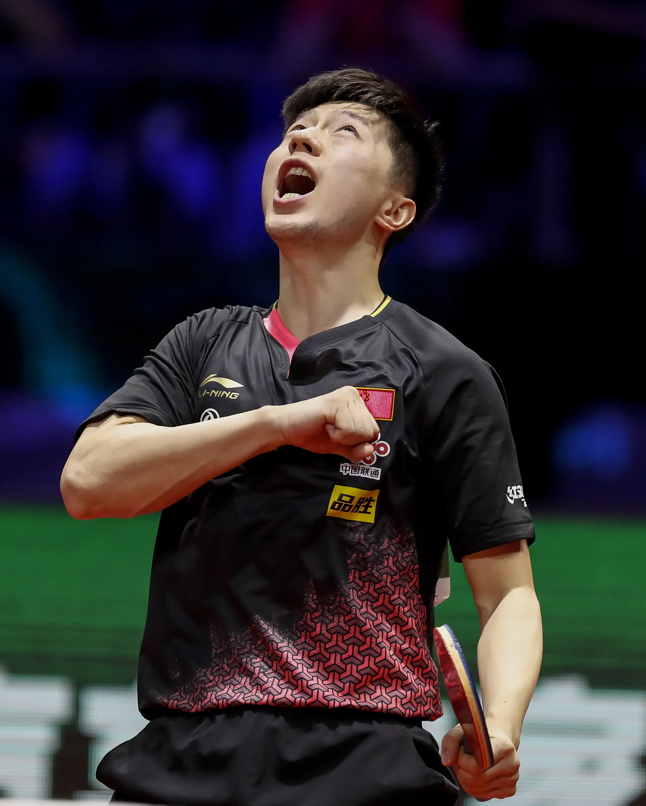 Ma Long roaring after winning the Düsseldorf 2017 World Championship final
